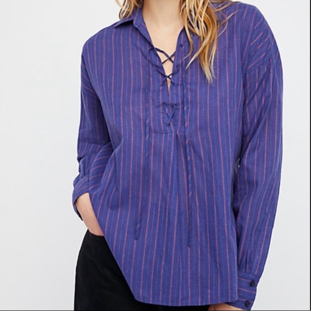 Free People size small linen cotton blend blouse great condition